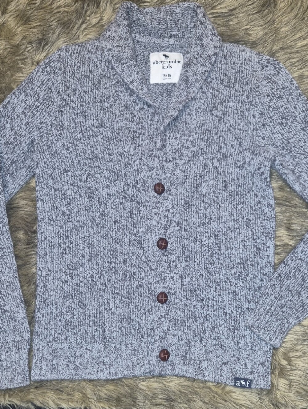 abercrombie kids Gray Shawl-Collar Button Cardigan
